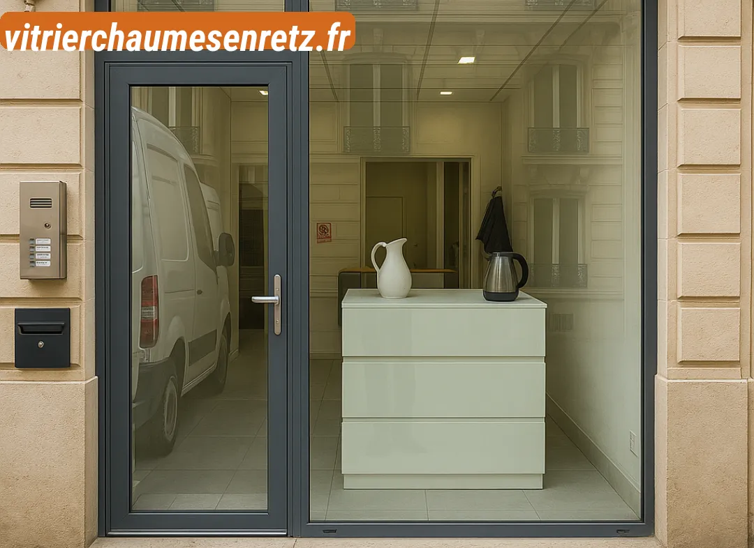 Façade vitrine de magasin en aluminium sur mesure à Chaumes-en-Retz